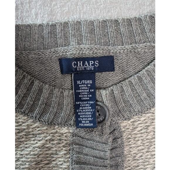 Chaps Sweater XL Buttondown cotton blend two-tone gray nerdy grandpacore - Picture 5 of 8
